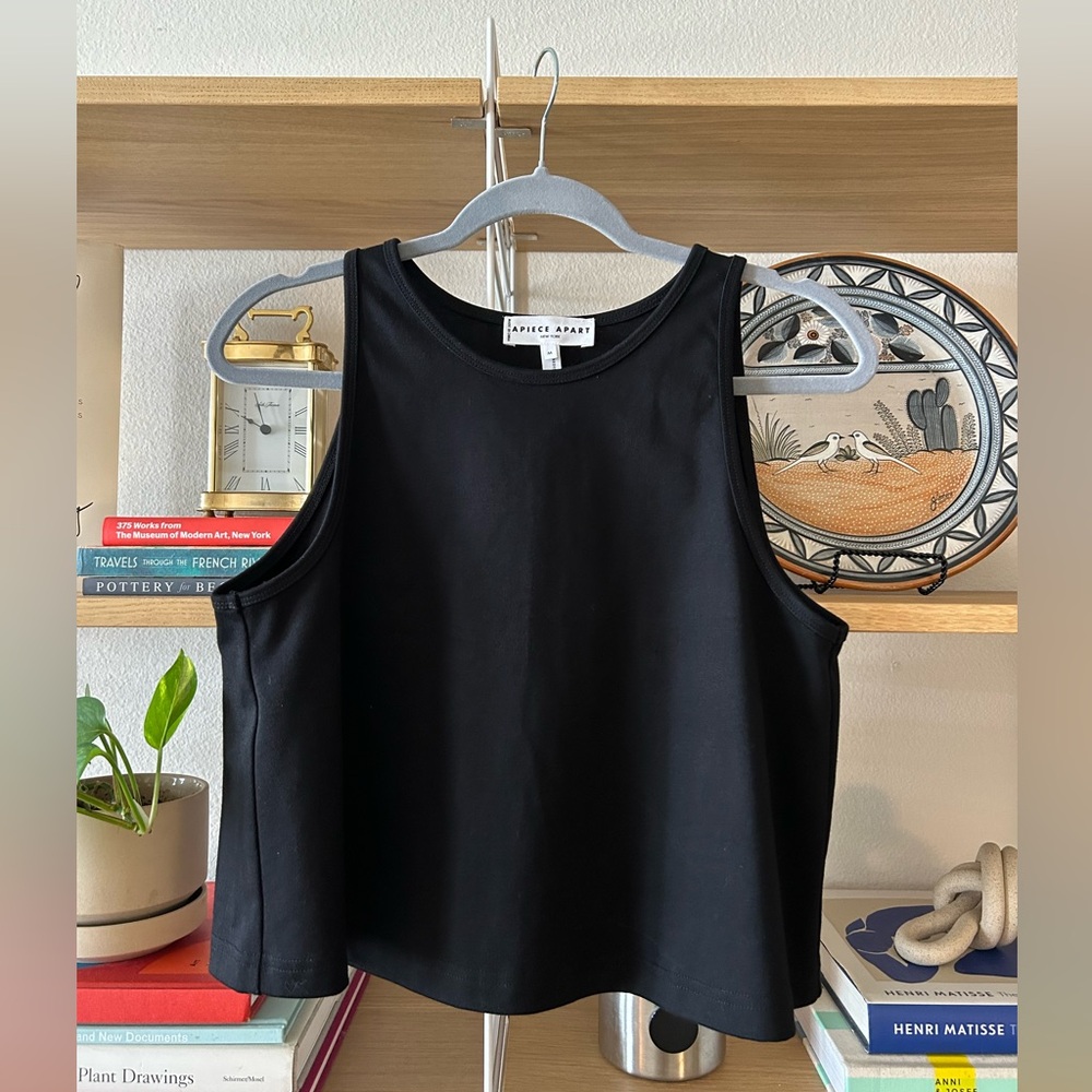 Apiece Apart New Agnes Cotton Boxy Tank Black Medium NWOT